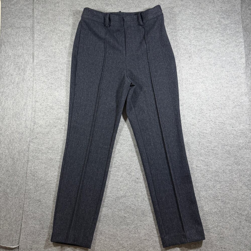 Zara Tweed Pants Womens M Gray Herringbone Slim Fit Trousers Career Preppy